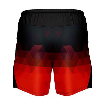 Athletic Dry-Fit Sublimated Sports Shorts back view by Regar Impex – Sportswear Exporter, OEM manufacturing, White Label ready, bulk B2B production