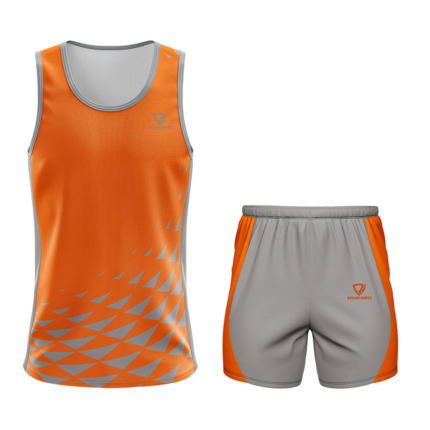 Front view of Athletic Sublimated Performance Tank Set for OEM and bulk B2B manufacturing by Regar Impex