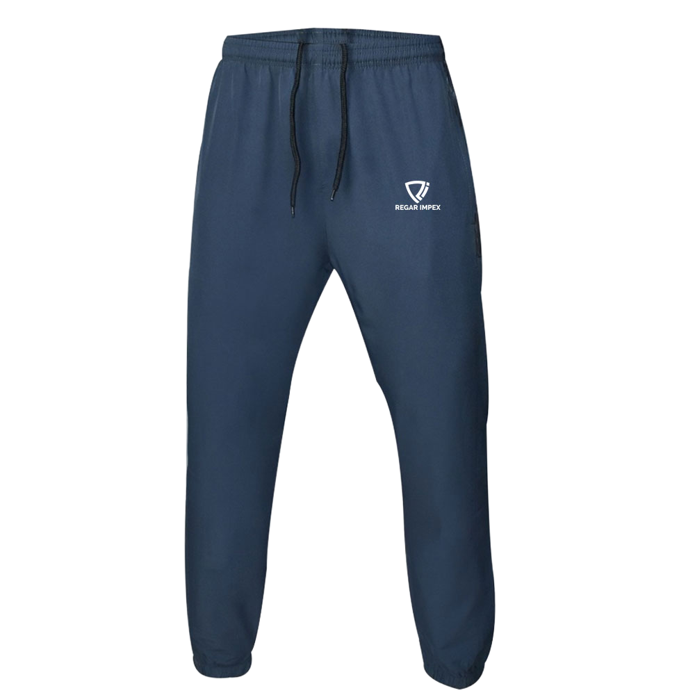 Athletic Training Pants Front View | Regar Impex Athletic Training Pants front view by Regar Impex – OEM manufacturing, Private Label, Bespoke Customization, bulk B2B production with polyester, poly-cotton and cotton options