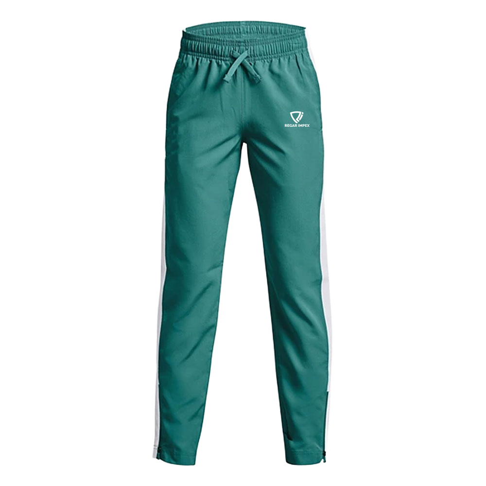 Athletic Training Sports Pants Front View | Regar Impex Athletic Training Sports Pants front view by Regar Impex – OEM manufacturing, Private Label, Bespoke Customization, bulk B2B production with polyester, poly-cotton, and cotton options, tapered legs design