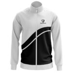 Black and White Track Jacket Front View – Premium Manufacturer Quality by Regar Impex