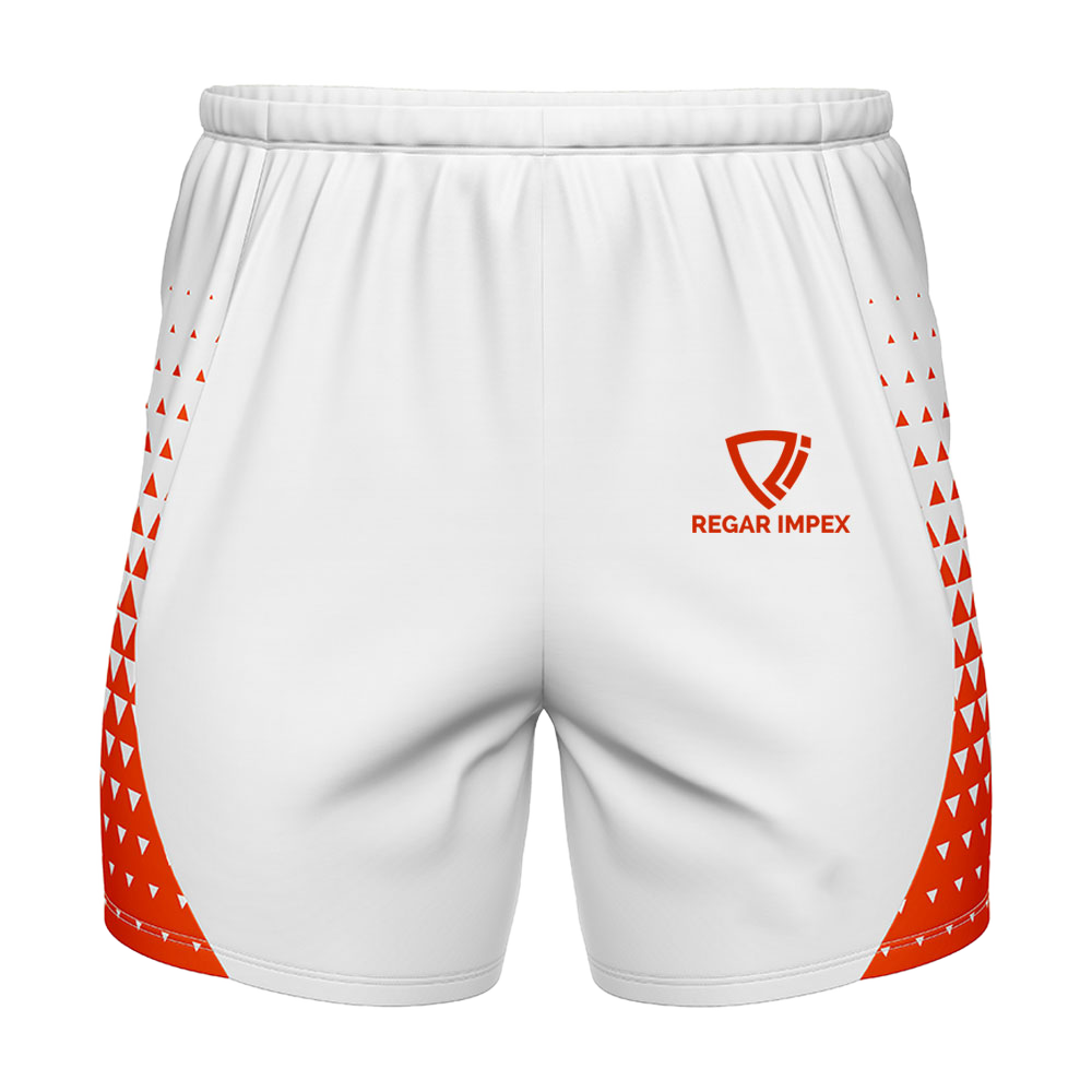Custom Dry-Fit Printed Performance Shorts Front View | Regar Impex Custom Dry-Fit Printed Performance Shorts front view by Regar Impex – OEM/ODM production, Private Label, Bespoke Customization, bulk B2B production