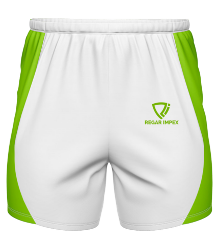 Custom Dry-Fit Sports Shorts front view by Regar Impex – OEM manufacturing, Private Label, Bespoke Customization, bulk B2B production