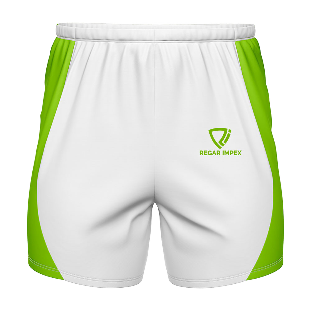 Custom Dry-Fit Sports Shorts Front View | Regar Impex Custom Dry-Fit Sports Shorts front view by Regar Impex – OEM manufacturing, Private Label, Bespoke Customization, bulk B2B production
