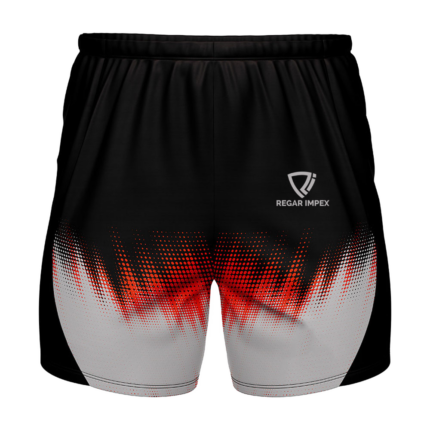 Custom Dry-Fit Sublimated Performance Shorts front view by Regar Impex – OEM manufacturing, Private Label, Bespoke Customization, bulk B2B production