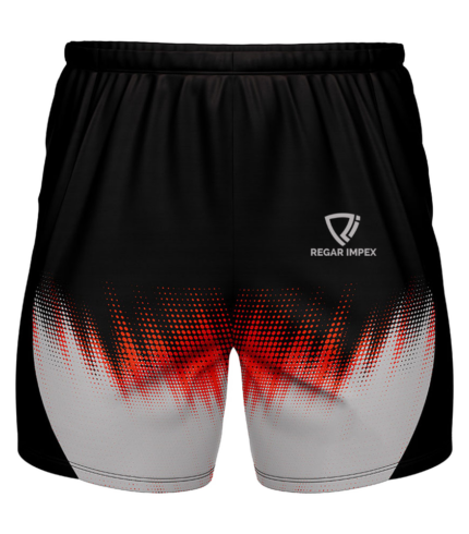 Custom Dry-Fit Sublimated Performance Shorts front view by Regar Impex – OEM manufacturing, Private Label, Bespoke Customization, bulk B2B production