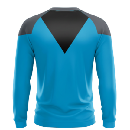 Custom Print Performance Shirt back view – long-sleeve crewneck sports shirt by Regar Impex, B2B sportswear manufacturer, wholesaler & bulk order provider for men, women, youth
