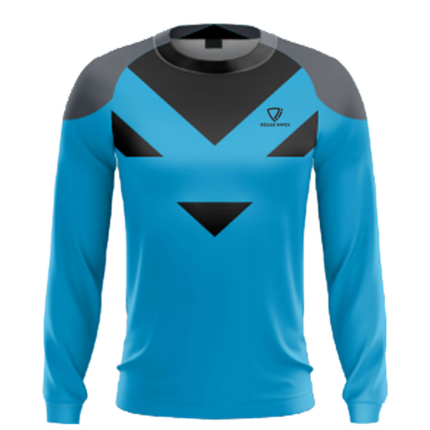 Custom Print Performance Shirt front view – long-sleeve crewneck sports shirt by Regar Impex, B2B sportswear manufacturer, wholesaler & bulk order provider for men, women, youth