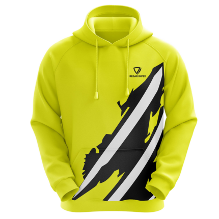 Front view of Regar Impex HD Sublimation Graphic Hoodie (SW-HOD-002) featuring specialized OEM Manufacturing for B2B wholesalers; White Label ready for Private Label digital prints.
