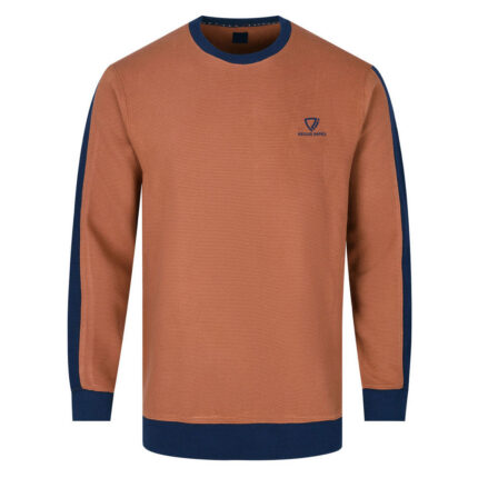 Front view of Men’s Ribbed Two-Tone Crewneck Sweatshirt by Regar Impex
