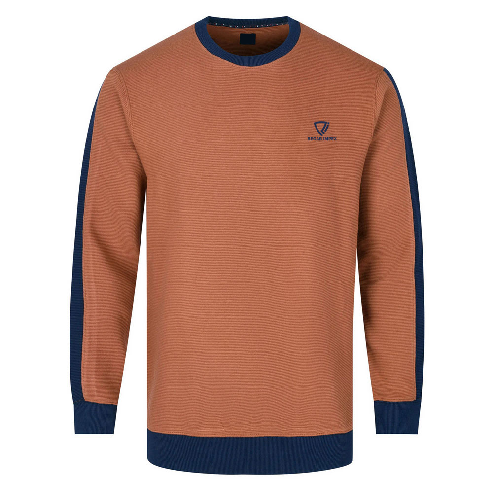 regar-impex-mens-ribbed-two-tone- crewneck-sweatshirt Front view of Men’s Ribbed Two-Tone Crewneck Sweatshirt by Regar Impex