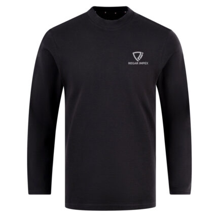 Men’s Plain Black Crewneck Sweatshirt Front View by Regar Impex – Premium Manufacturer