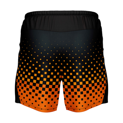 Quick-Dry Athletic Sublimated Training Shorts back view by Regar Impex – Sportswear Exporter, OEM/ODM production, Private Label, bulk B2B production