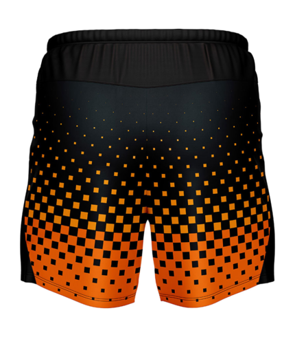 Quick-Dry Athletic Sublimated Training Shorts back view by Regar Impex – Sportswear Exporter, OEM/ODM production, Private Label, bulk B2B production