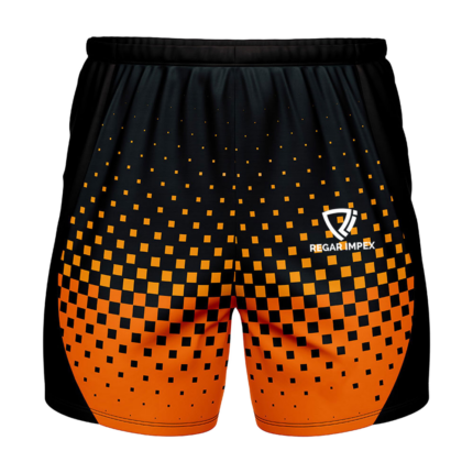 Quick-Dry Athletic Sublimated Training Shorts front view by Regar Impex – OEM manufacturing, Private Label, Bespoke Customization, bulk B2B production