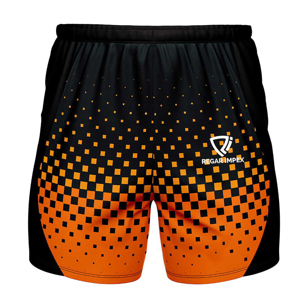 Quick-Dry Athletic Sublimated Training Shorts Front View | Regar Impex Quick-Dry Athletic Sublimated Training Shorts front view by Regar Impex – OEM manufacturing, Private Label, Bespoke Customization, bulk B2B production