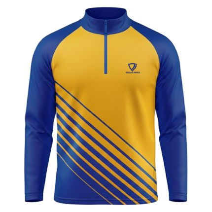 Raglan Quarter-Zip Performance Shirt front view – long-sleeve sports shirt with quarter-zip by Regar Impex, B2B sportswear manufacturer, wholesaler & bulk order provider for men, women, youth