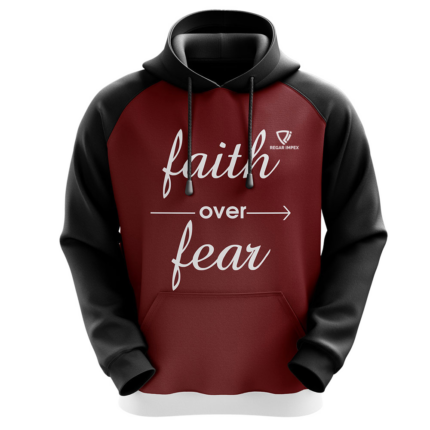 Front view of Regar Impex Tri-Panel Raglan Crest Hoodie (SW-HOD-004) featuring geometric OEM Manufacturing for B2B wholesalers; White Label ready for technical Private Labels.