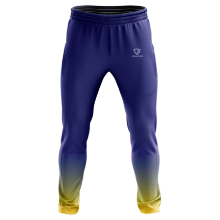 Quick-Dry Sublimated Track Pants front view by Regar Impex – OEM manufacturing, Private Label, Bespoke Customization, bulk B2B production